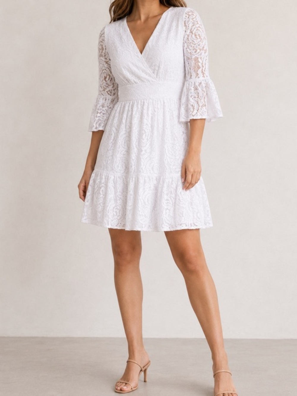 Lilly Pulitzer Cecilia White Lace V-Neck Wedding Cocktail Bridal Mini Dress